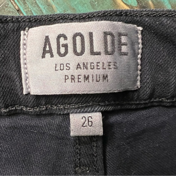 Agolde Sophie Dark Wash High Waisted Black Blue Denim Distressed Skinny Jeans 26 - Picture 12 of 14